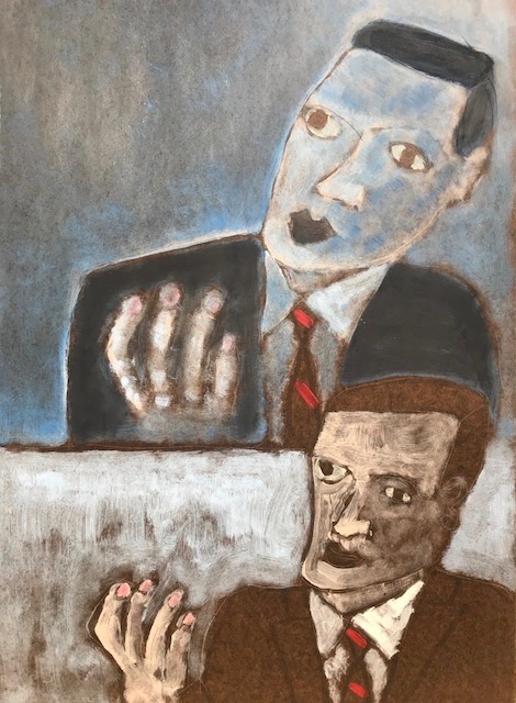 Double Man, oil on masonite.