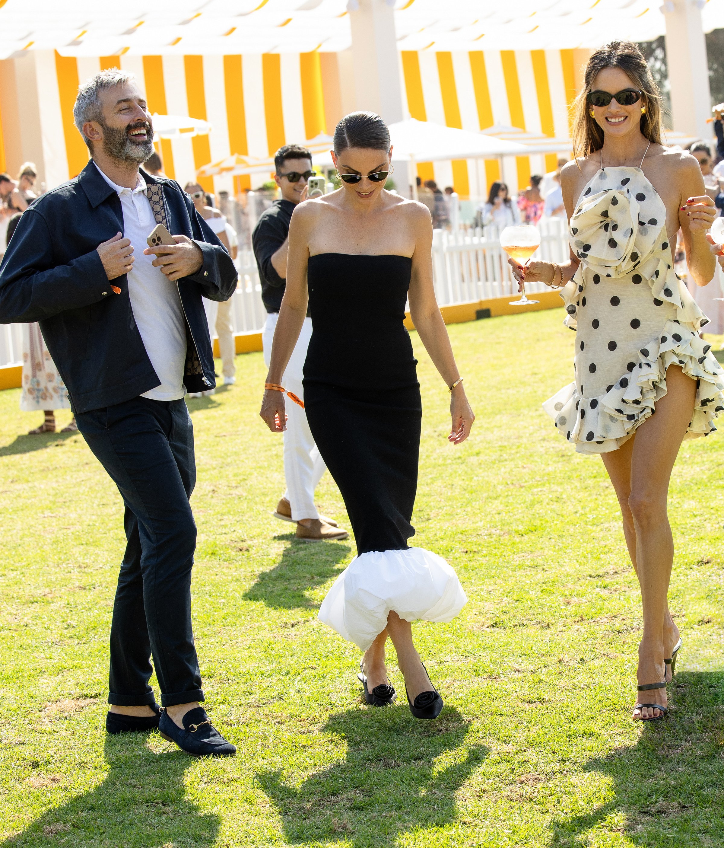 Milan Blagojevic, Nina Šenićar, and Alessandra Ambrosio. Photo: Jason Sean Weiss/BFA.com